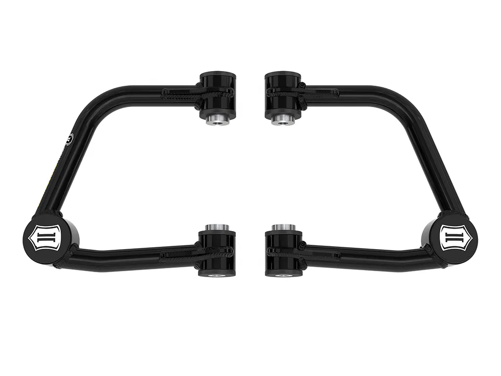 48400DJ – ICON Control Arm, Tubular Non Adjustable Black Steel Greaseable Set Of 2